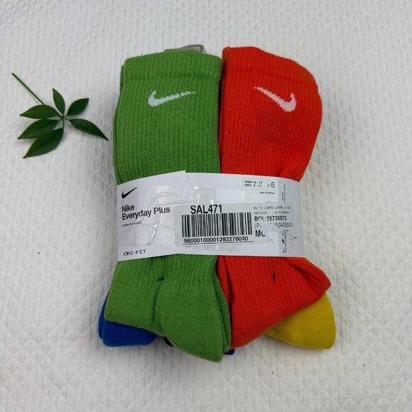 NIKE Everyday Plus Cushioned 5 Pack Crew Socks Dri-FIT Large (8-12)5 pair not 6 - Picture 1 of 8